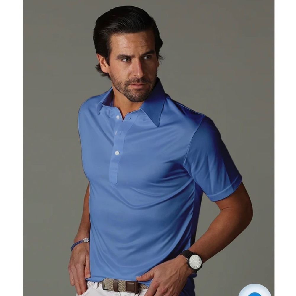 Collars & Co Mens Size Large Dress Collar Polo French Blue Performance NWT